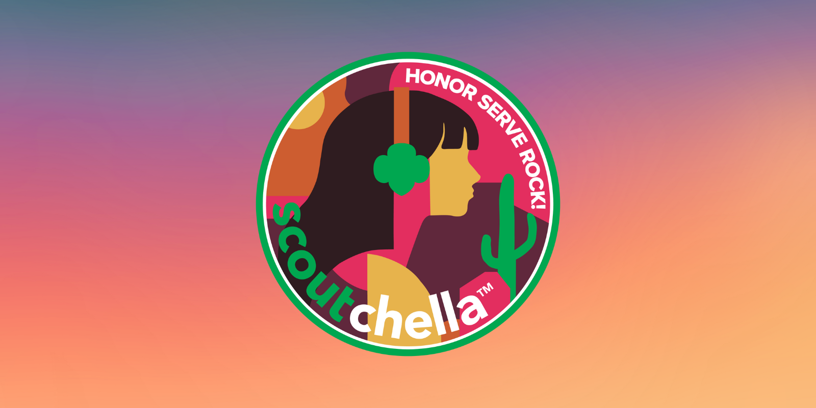 scoutchella logo against sunset gradient
